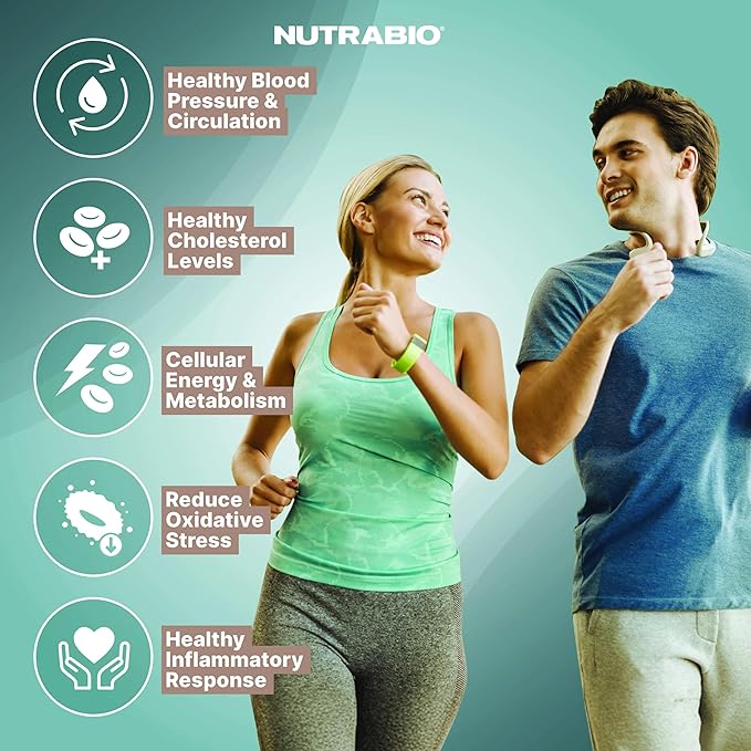 NutraBio Heart - Heart Health Supplements Cardiovascular Supplement Cholesterol Circulatory &amp Healthy Blood Pressure Support - 90 Capsules