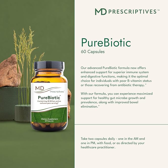 MD Prescriptives - PureBiotic - Probiotic Dietary Supplement for Digestive &amp Gut Health - 60 Capsules