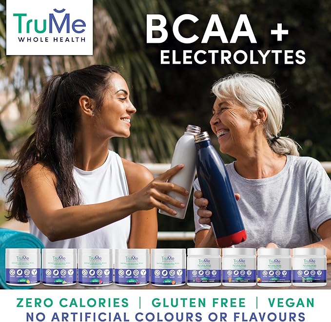 TruMe Whole Health Cherry BCAA Powder with Electrolytes Amino Acids for Muscle Recovery &amp Endurance Sugar Free Intra Workout Hydration Drink Informed-Sport Certified Made in Canada