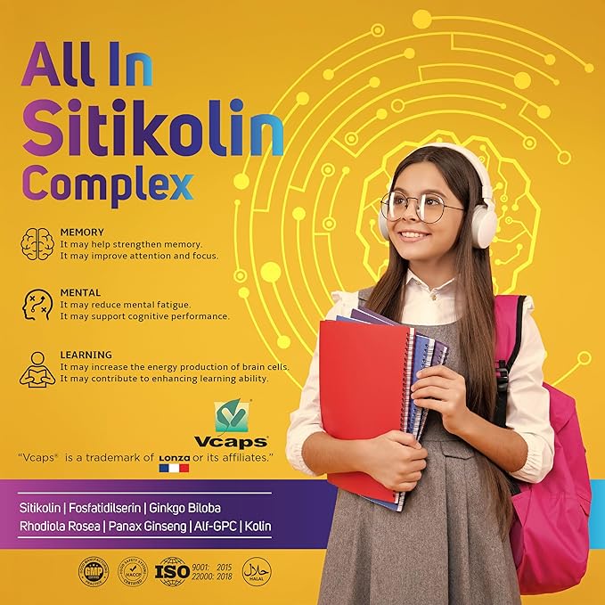 All in Citicoline Complex – Vegan Capsules with Citicoline Phosphatidylserine Ginkgo Biloba Rhodiola &amp Panax Ginseng – Supports Memory Focus &amp Mental Energy – 60 Vegan Capsules