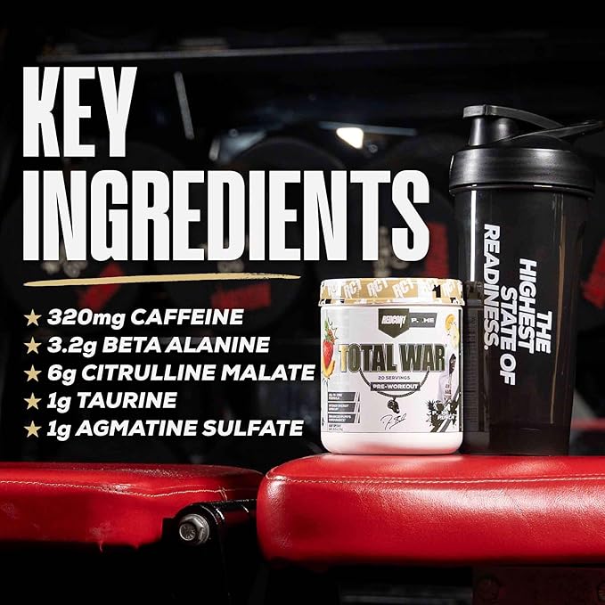 REDCON1 Pre Workout for Men &amp Women - Total War - All-in-One Preworkout with Beta Alanine &amp Citruline Malate to Support Energy &amp Endurance - Prime Time Punch (30 Servings)