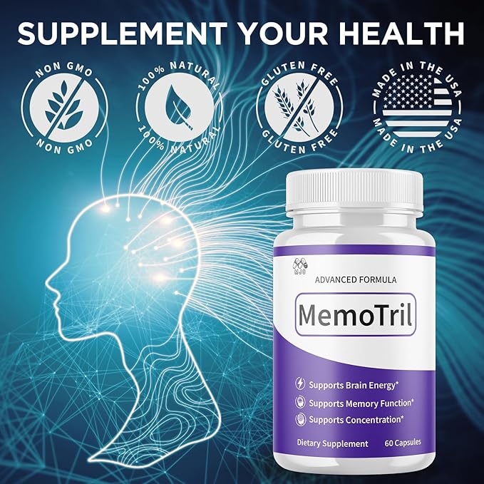Memotril Capsules Official Memo Tril Supplement Pills with All Natural Ingredients Advanced Memotril Formula for Brain Health &amp Wellness Support with Premium Vitamins for Women &amp Men (60 Cap