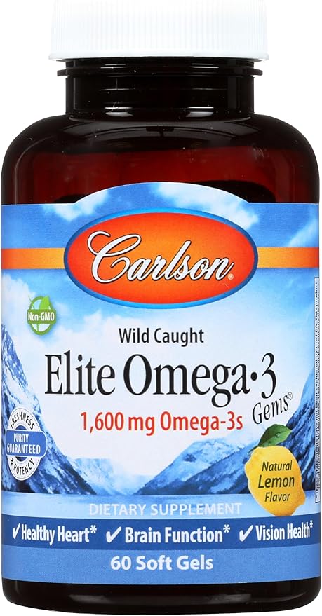 Carlson Labs Elite Omega-3 Gems Fish Oil 1250mg 60 Softgels