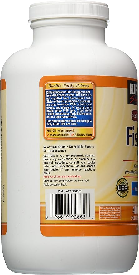Kirkland Signature Omega-3 Fish Oil Concentrate 800 Softgels 1000 mg Fish Oil with 30% Omega-3s (300 mg)