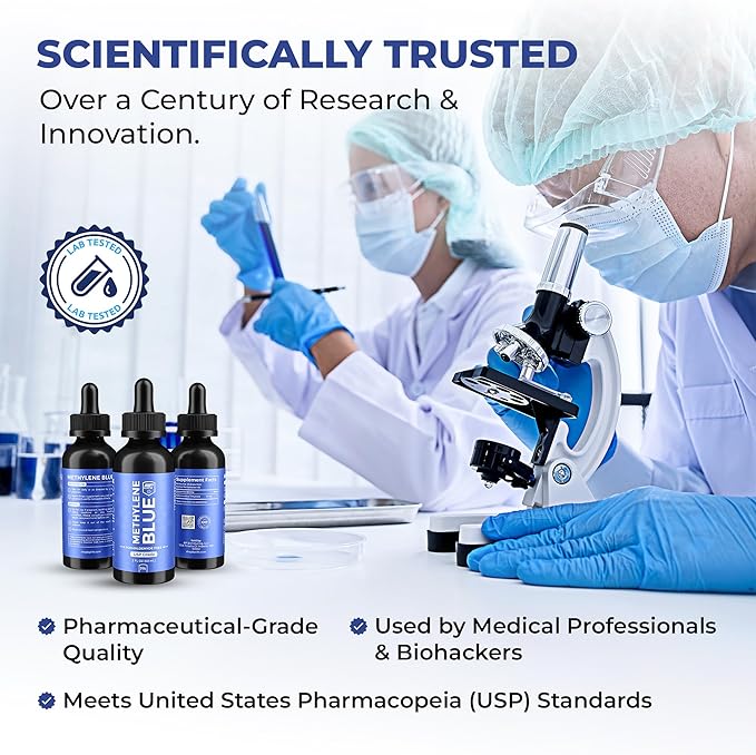 Methylene Blue Drops 2oz 1% USP (Pharmaceutical Grade) - Enhance Focus &amp Vitality Naturally