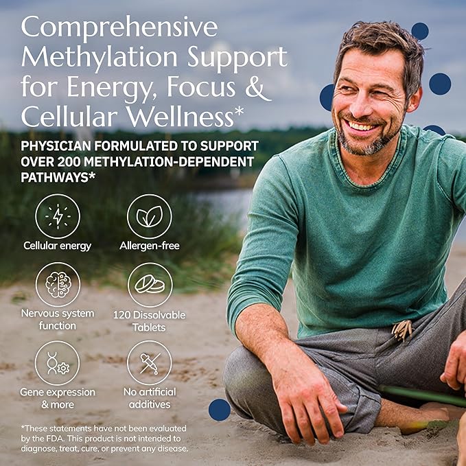 Neurobiologix Methylation Complete Methylated B Complex with Methylfolate Vitamin B12 &amp B6 Daily Energy Immune &amp Cellular Health Support for Kids &amp Adults Gluten Free 120 Chewable Ta