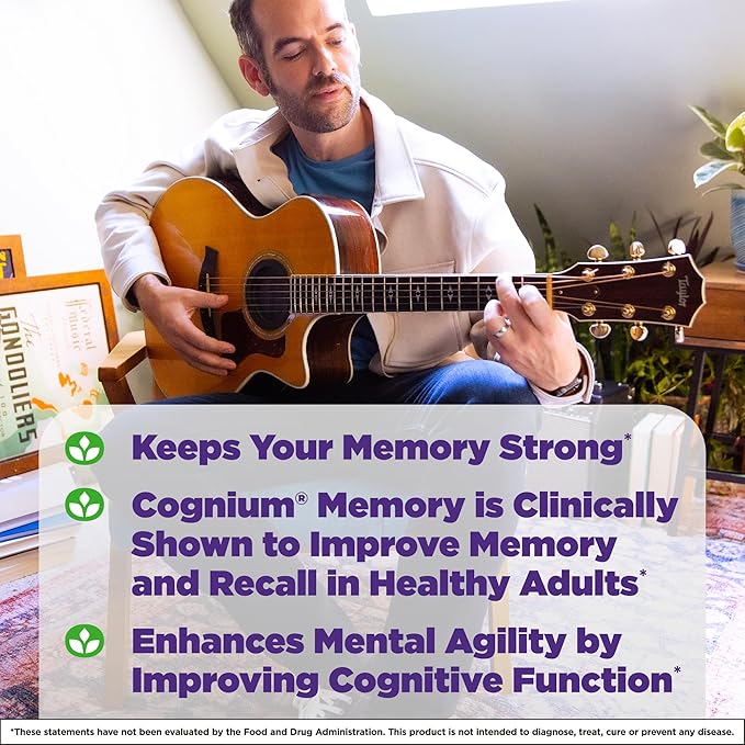 Natrol Cognium Memory Extra Strength Brain Health Supplements for Adults Brain Memory Supplements Enhances Mental Agility in Healthy Adults 60 Tablets Up to a 30 Day Supply (Pack of 2)