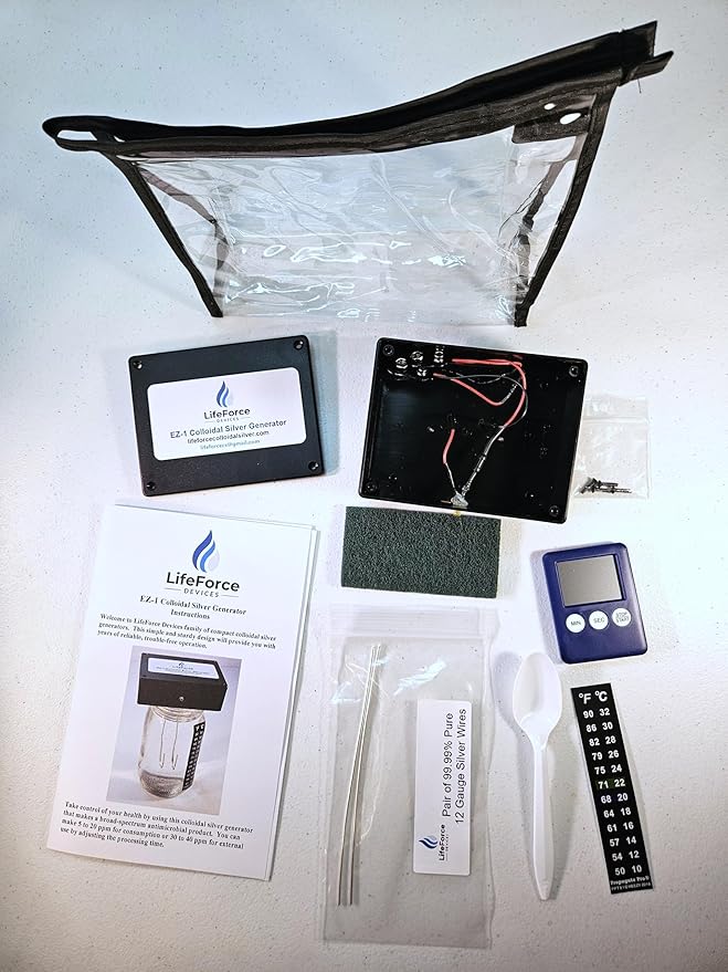 Model EZ-1 Deluxe Colloidal Generator Package - Make 32 oz in 22 minutes - (12 gauge silver wires)