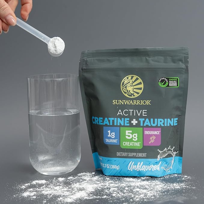 Creatine Monohydrate Powder Taurine Supplement 5g Creatine Monohydrate 1g Taurine per Serving | Vegan Muscle Strength Endurance &amp Recovery Support Clean Performance Formula | 60 Servings Unflav