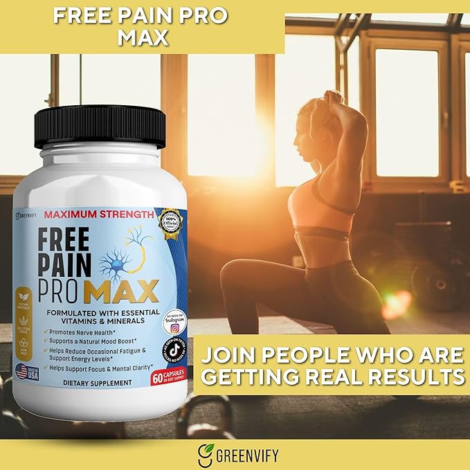 Free Pain ProMax Maximum Strength 60 Capsules Nerve Health Support with Vitamins &amp Minerals 30 Day Supply (2)
