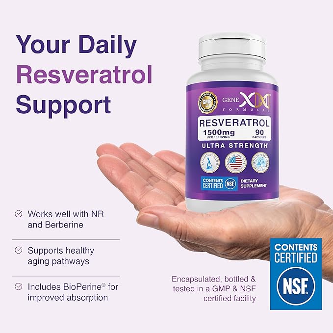 Genex Formulas 1500mg Resveratrol with BioPerine for Absorption (3 Pack) | Organic Trans-Resveratrol Capsules from Japanese Knotweed Antioxidant Supplement for Healthy Aging