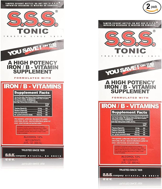 S.S.S. Tonic Iron and Vitamin B Supplement Liquid Large 20 oz (Pack of 2)