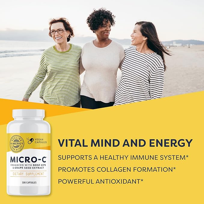 Vimergy Micro-C® Vitamin C Capsules – 500mg per Capsule Supports Immune Health* Promotes Collagen Production Supports Healthy Bones* Kosher Vegan &amp Gluten-Free Value Size 300 Capsules