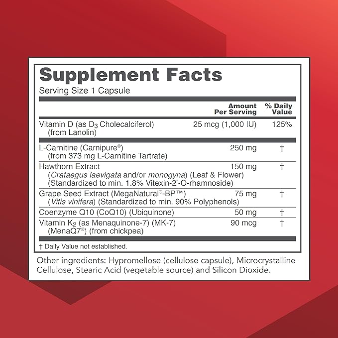 PROTOCOL FOR LIFE BALANCE Clinical Cardio-6 - Support Heart Health &amp Blood Pressure Already Within a Normal Range - with L-Carnitine Hawthorn Grape Seed Extract - Soy &amp Dairy Free - 90 Veg C