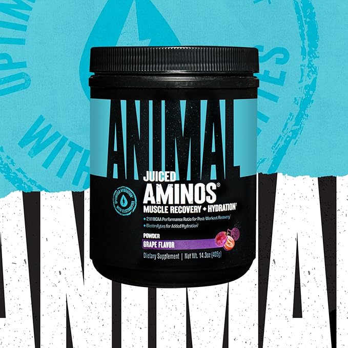 Animal Juiced Amino Acids - BCAA Powder EAA Matrix Plus Hydration with Electrolytes and Sea Salt Anytime Recovery and Improved PerformanceGrape Flavor30 Servings(Pack of 2)