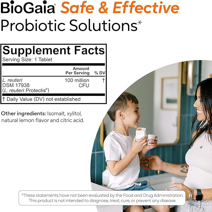 BioGaia Probiotic Chewable Tablets Box Simple and Easy Way To Promote Digestive and Immune Health 30 Count