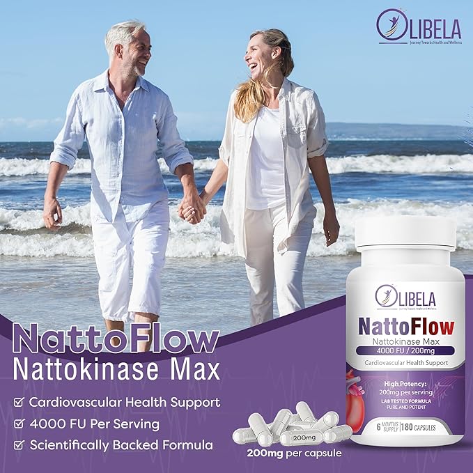 Nattokinase 4000 FU 180 Capsules Supports Heart Health Circulatory System &amp Normal Blood Flow. Enzymes for Overall Blood Health Detox &amp Cleanse. Non-GMO Vegan - 6 Months Supply