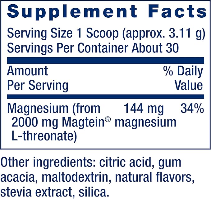 Life Extension Neuro-Mag Magnesium L-Threonate Powder (Tropical Punch) - Ultra-Absorbable Magnesium - Supports Memory Focus Cognitive Function &amp Mood - Gluten free Non-GMO Vegetarian (30 Servi