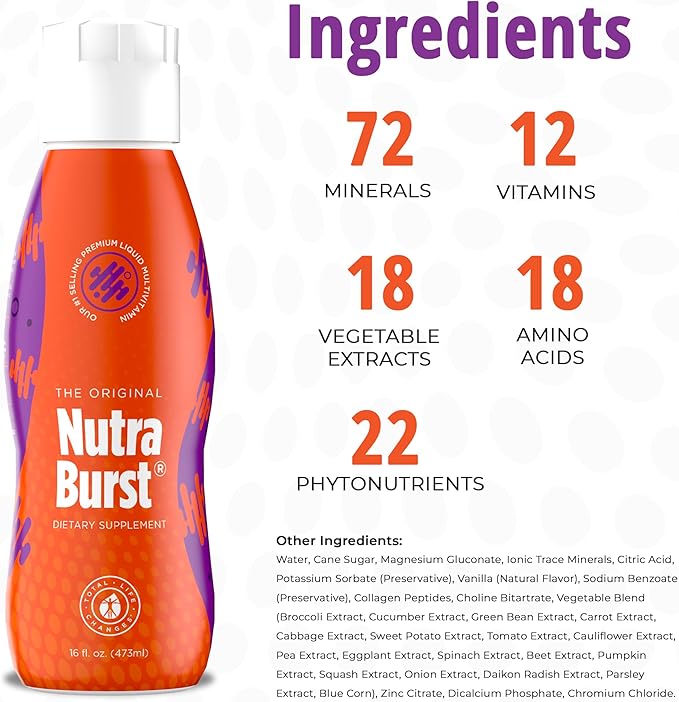 NutraBurst - Liquid Multivitamin Daily Nutritional Support Packed with Essential Vitamins and Minerals 16 fl. oz