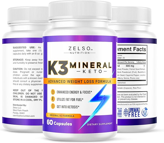 ZELSO (2 Pack K3 Mineral Weight Loss Pills for Women and Men K3 Mineral Pills - K3 Salt Mineral Vitamin + K3 Capsules Supplement for Keto Weight Loss - 2 Months Supply