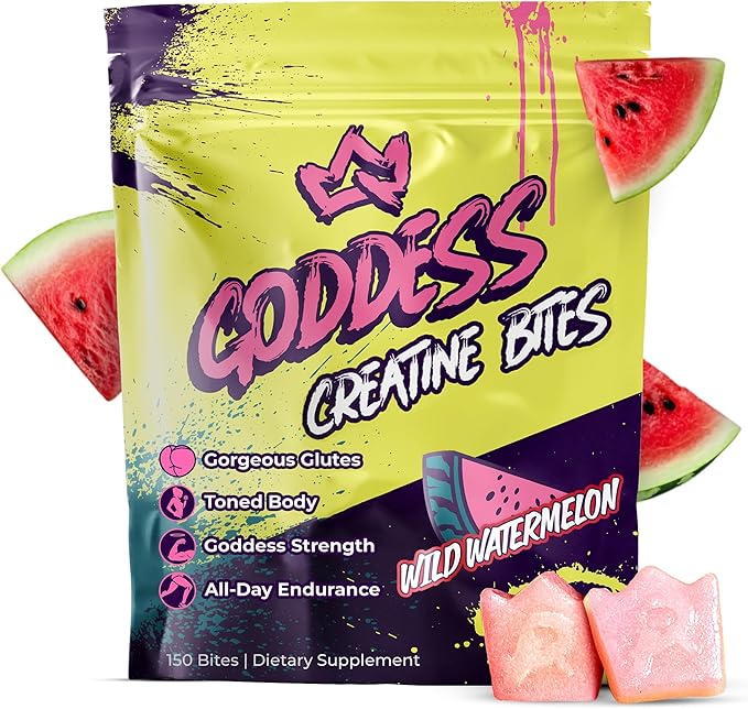 Primal Queen Goddess Creatine Gummies – Low-Sugar Chewable Creatine for Women | Booty and Muscle Builder Faster Recovery Strength | High-Potency Wild Watermelon Flavor – 150 Bites (5g per Serving)
