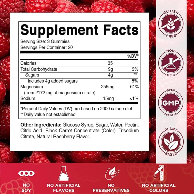Vitamatic Extra Strength Magnesium Gummies – 255 mg Elemental Magnesium per Serving – 60 Gummies (2-Pack) Supports Relaxation Muscle Function Bone Health &amp Energy – Vegan Non-GMO Gluten-Free