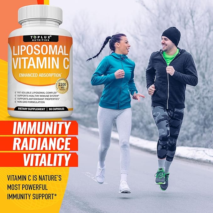 Liposomal Vitamin C 2100mg High Absorption Fat Soluble VIT C - Immune Support Collagen Booster Immunity Defense &amp Powerful Antioxidant MCT Oil &amp Sunflower Lecithin Acsorbic Acid Vegan Non-G