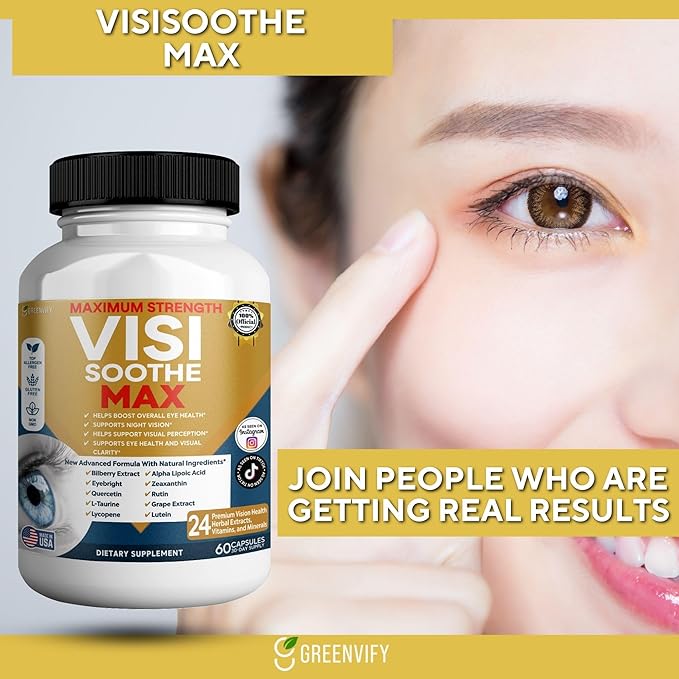 Vision Soothe Max Eye Health Supplement 60 Capsules 24 Herbal Extracts with Vitamins and Minerals Maximum Strength (5)