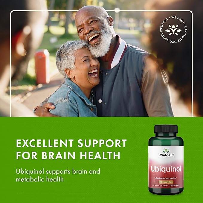 Swanson Ubiquinol - 100 mg - for Heart Health Brain Energy &amp Antioxidant Support - Aids ATP Production* - Non-GMO - 120 Softgels