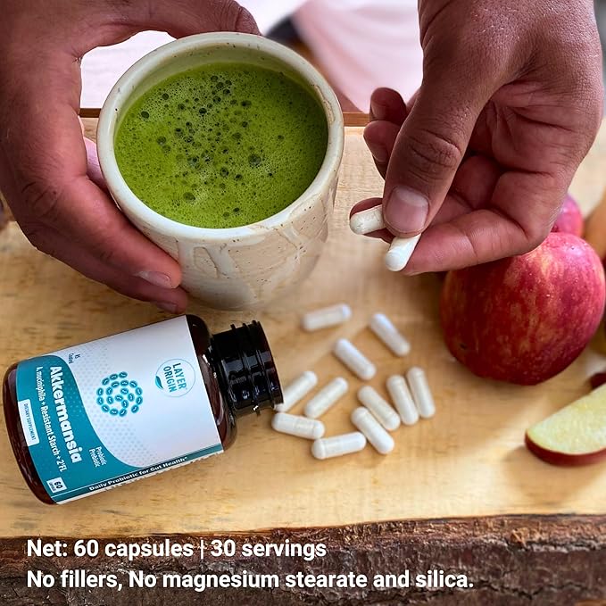 Layer Origin Akkermansia muciniphila Probiotic with Both Live + Pasteurized Akkermansia and PureHMO Prebiotic Validated Strain Updated 4-in-1 Formula