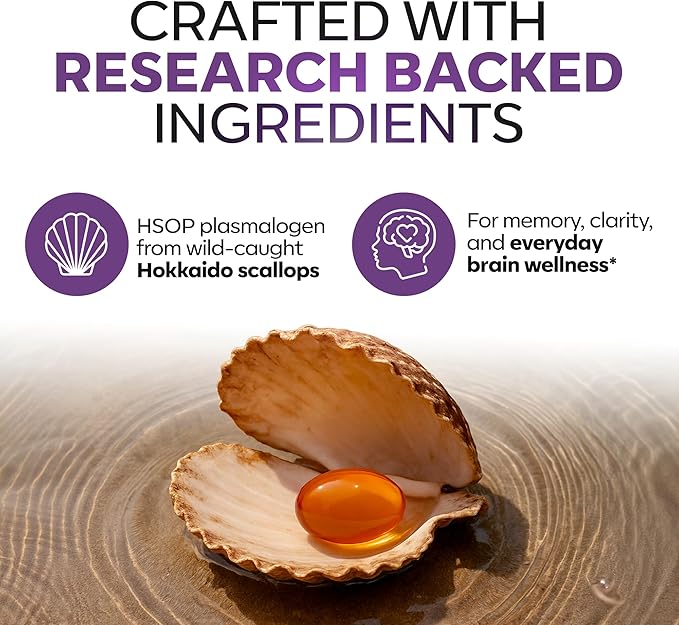 DAIWA Advanced Omega-3 Brain Supplement - Phospholipid Omega Formula with Hokkaido Scallop Oil Plasmalogen for Memory Focus and Cognitive Wellness - 60 Softgels