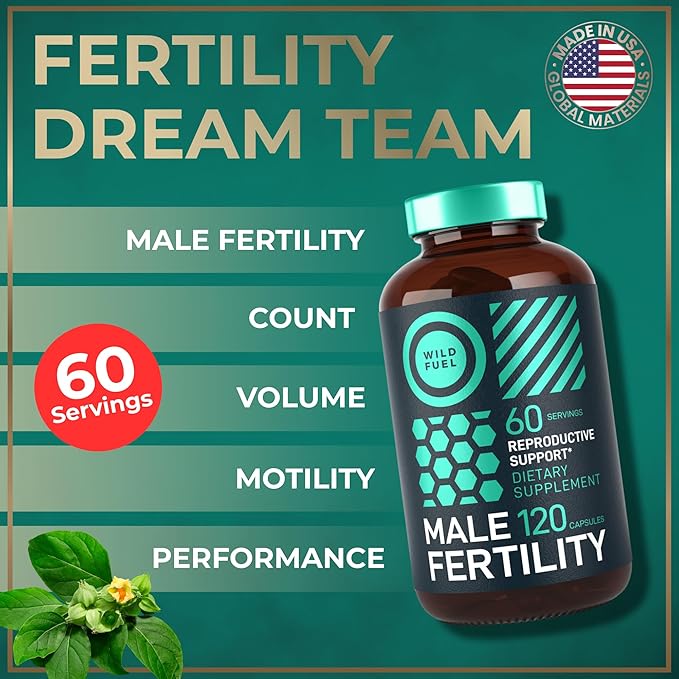 Fertility Supplements for Men Prenatal Vitamin - Maca Root Ashwagandha Zinc Plus Naturals - Conception for Him Men Fertility Vitamins and Male Fertility Support Supplements - 120 Caps for 2 Months