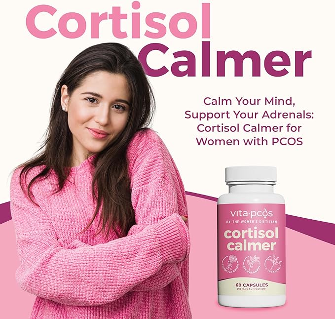 VITA-PCOS Cortisol Supplement for Women – Cortisol Vitamins for Endocrine &amp Energy Stabilizing Formula for Women – Rhodiola Rosea Extract Ashwagandha L-Theanine &amp Phosphatidylserine – 60 Ca