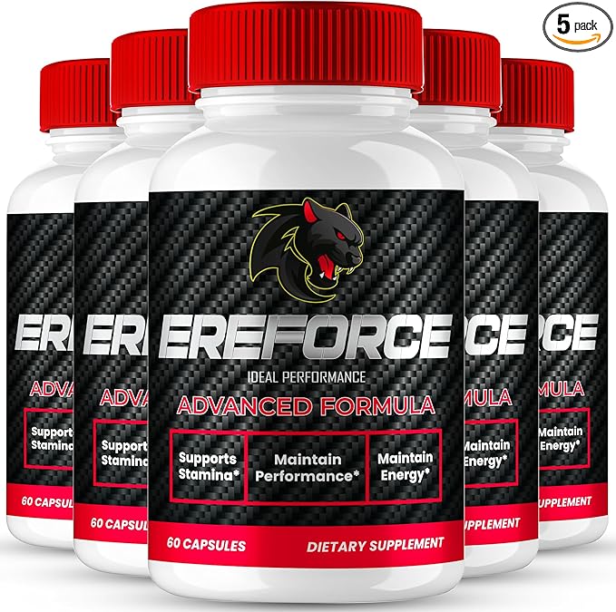 Ereforce Capsules Official Ereforce Supplement Pills for Men - Maximum Strength Performance All Natural Support for Overall Health and Wellness Advanced Ere Force Pills Reviews (5 Pack)