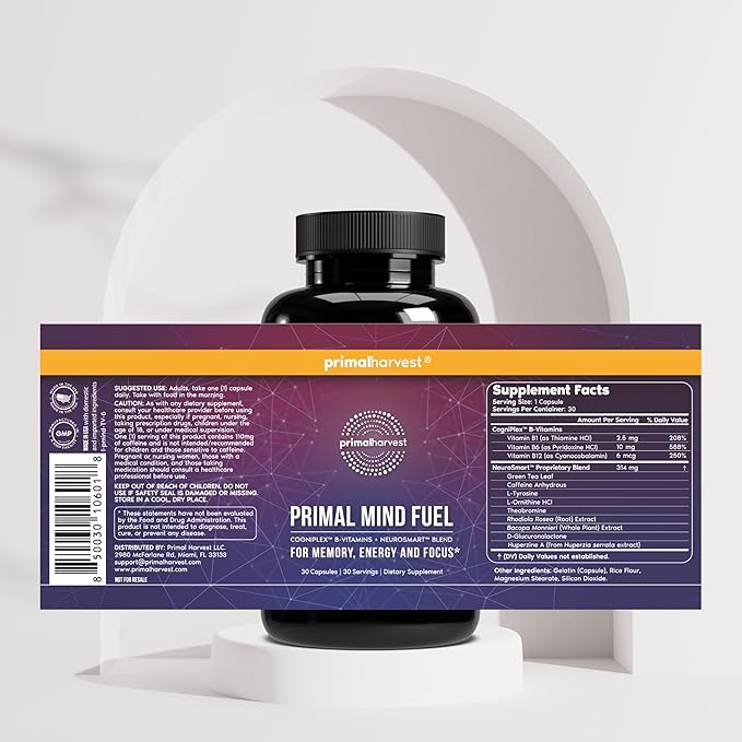 Primal Harvest Mind Fuel &amp Omega 3 Supplements for Women and Men Fish Oil Capsules and Mind Fuel Brain Booster Pills Bundle