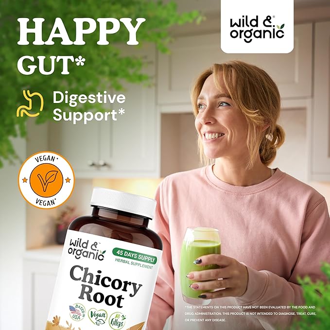 Wild &amp Organic Chicory Root 60 Capsules &amp Inulin 60 Capsules