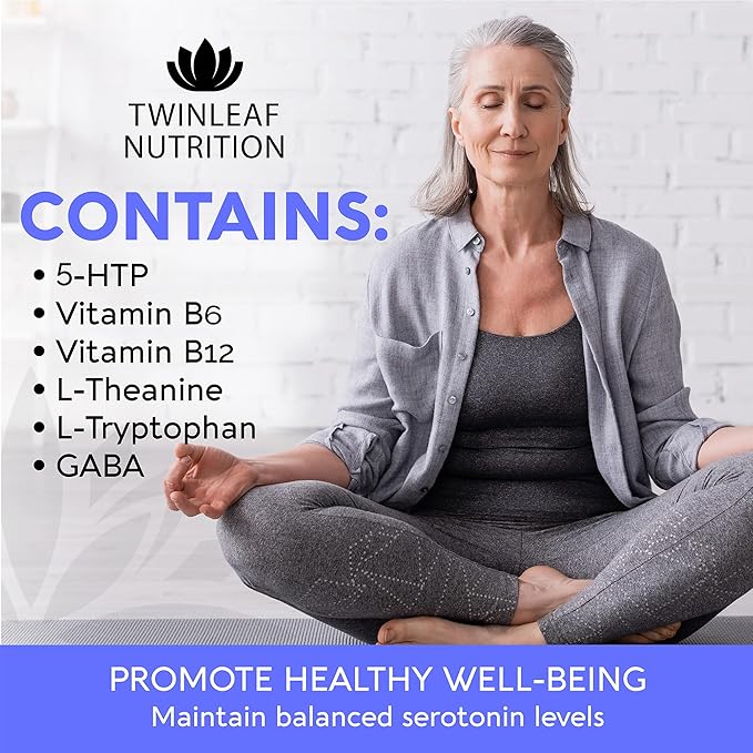Natural Serotonin Supplement - Made in USA Manganese Serotonin &amp Cortisol Manager - Serotonin Booster Vitamin Supplement for Women with 5-HTP Vitamin B6 B12 GABA L Theanine L Tryptophan - 60 Capsu