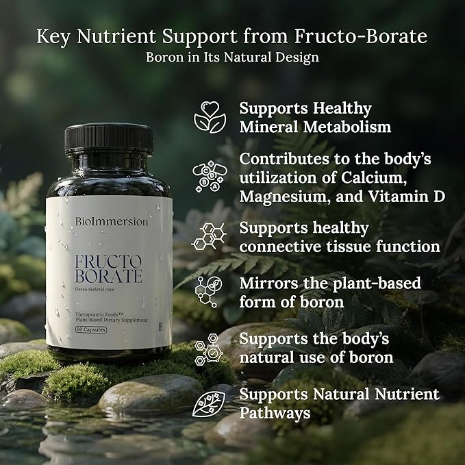 Bioavailable Boron Supplement 6mg. 60 Caps of Fructo Borate Bor Complex Supports Healthy Bones Joints Metabolism. Whole Food Derived Boron Joint Supplement w/ Carbohydrate Linkage. Vegan Non-GMO