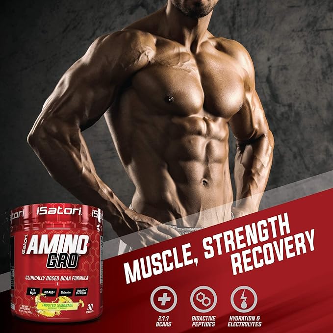 iSatori Bio-GRO Protein Synthesis Amplifier - Unflavored (60 Servings) &amp iSatori Amino-GRO BCAA Powder - Frosted Lemonade (30 Servings)