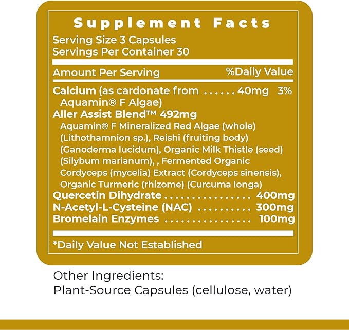 Premier Research Labs AllerCaps - A Lung Health Supplement with NAC/N-Acetyl Cysteine Featuring Bromelain Reishi Mushroom &amp Quertecin Immune Support Formula - 60 Vegetarian Capsules