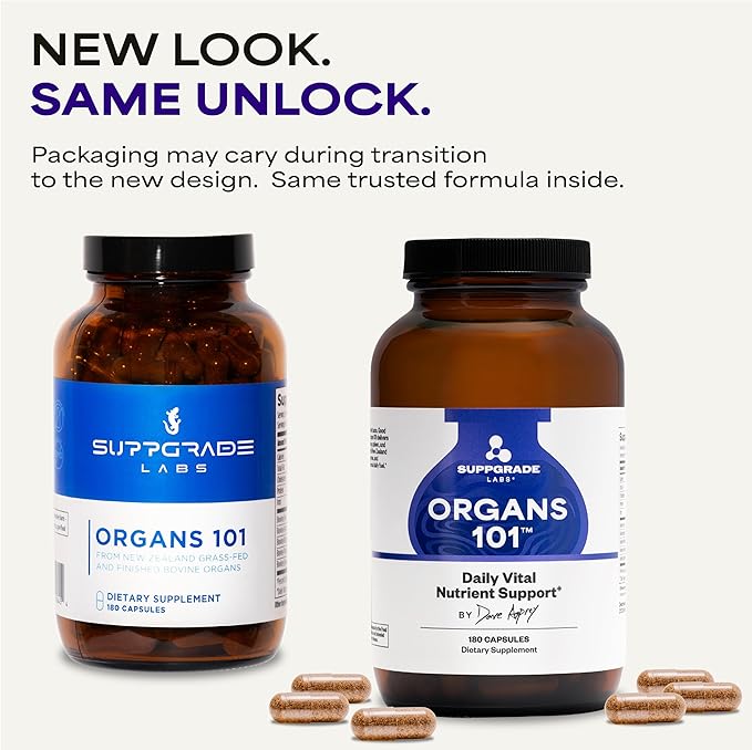 Organs 101 by Dave Asprey | Daily Vital Nutrient Support | 100% Grass-Fed Beef Organs Supplement | Freeze-Dried Liver Heart Kidney Pancreas and Spleen | Non-GMO | 30 Day Supply