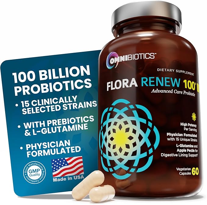 100 Billion Probiotics - 15-Strain Probiotic for Women &amp Men DRCaps Delayed Release Prebiotics L-Glutamine Apple Pectin Gut Lining Support Shelf Stable Non-GMO 60 Vegan Capsules for Adults