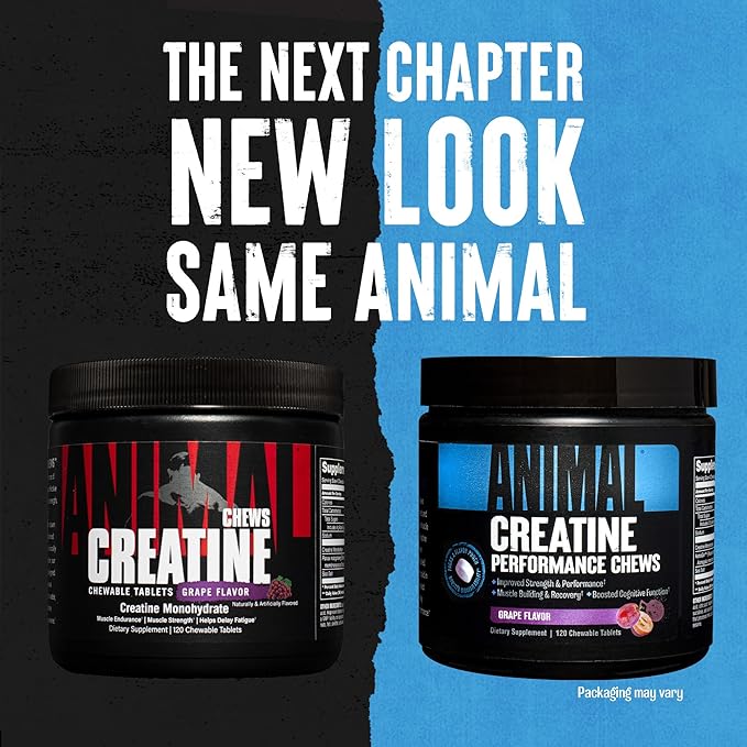 Animal Creatine Chews Tablets - Enhanced Creatine Monohydrate with AstraGin to Improve Absorption &amp Juiced Amino Acids - BCAA/EAA Matrix Plus Hydration with Electrolytes and Sea Salt
