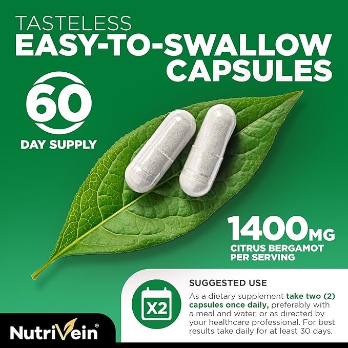 Nutrivein Premium Citrus Bergamot &amp Resveratrol Supplement Bundle: Resveratrol &amp 25:1 Citrus Bergamot Supplement for Vitality Repair &amp Circulatory Wellness