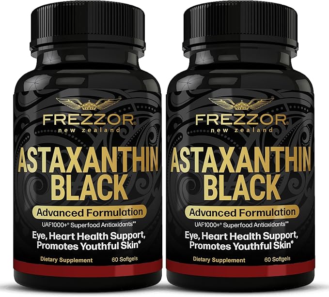 FREZZOR Astaxanthin Black with UAF1000+ Super Antioxidant 12mg Astaxanthin per Serve 120 Softgels 2 Month Supply