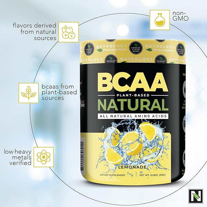 Nutrology Greens &amp Fruits Powder-Naturally Sourced Superfood Chocolate (30 Servings) BCAA Natural Plant Based BCAA Powder Lemonade Flavor (30 Servings)