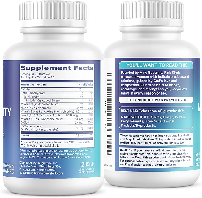 Blue Stork Fertility Supplement Gummies for Men - Male Prenatal Vitamins Conception Support for Him - Reproductive Health Hormonal Balance &amp Motility - 90 Count