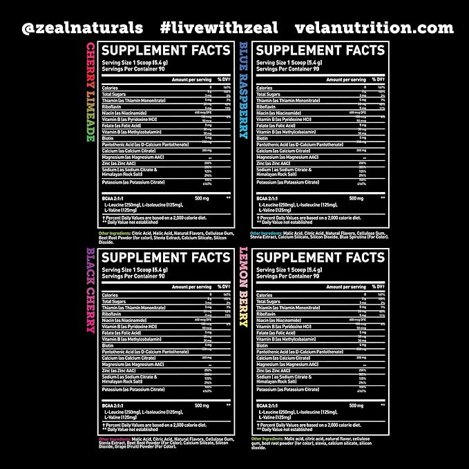 Zeal Naturals Enhanced Electrolyte Powder Stick Packs (Variety Pack - 20 Packets) Sugar Free + BCAA B-Vitamins &amp Pink Himalayan Salt - Keto Electrolytes Hydration Powder
