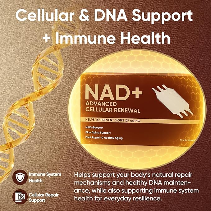 NAD+Advanced Cellular Renewal 1200mg NAD+Liquid Supplements for Skin Aging Support &amp Energy &amp Focus-10 Vials (1)