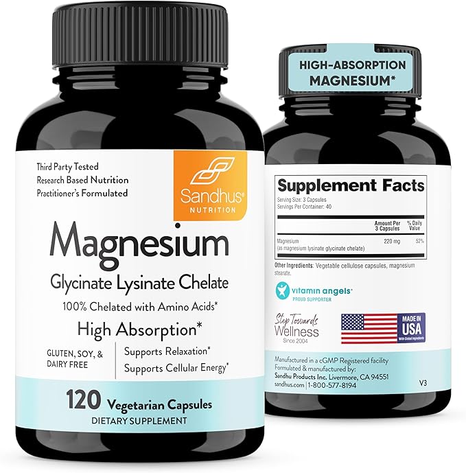 Sandhu's Vitamin D3 K2 with Quercetin &amp Magnesium Glycinate Lysinate Capsules | Support Quality Sleep Immune &amp Muscle Health
